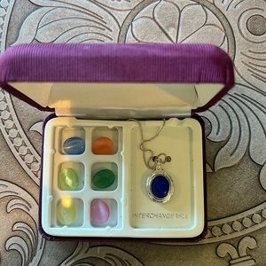 NWT * Sterling Silver Oval Necklace With Interchangeable Stones